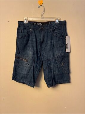 Black Rivet Men’s Navy Blue Cargo Shorts with Utility Pockets